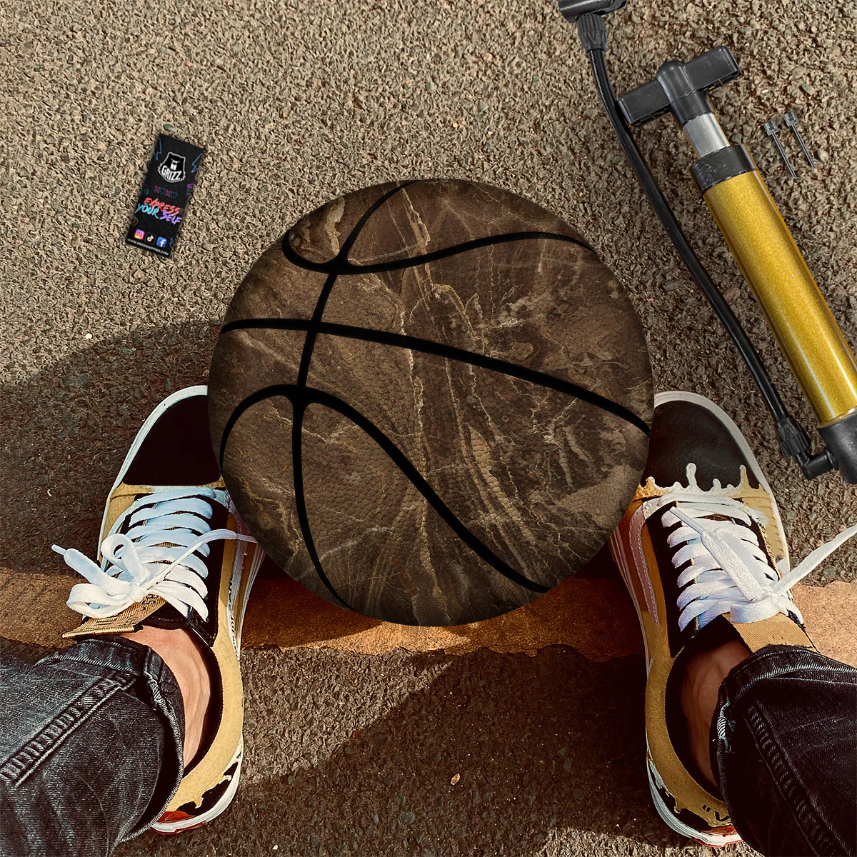 Marble Brown Print Basketball - Image 2