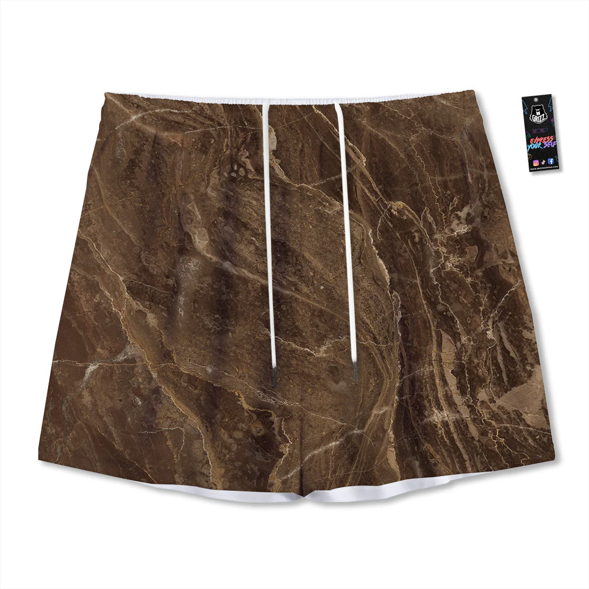 Marble Brown Print Mesh Shorts