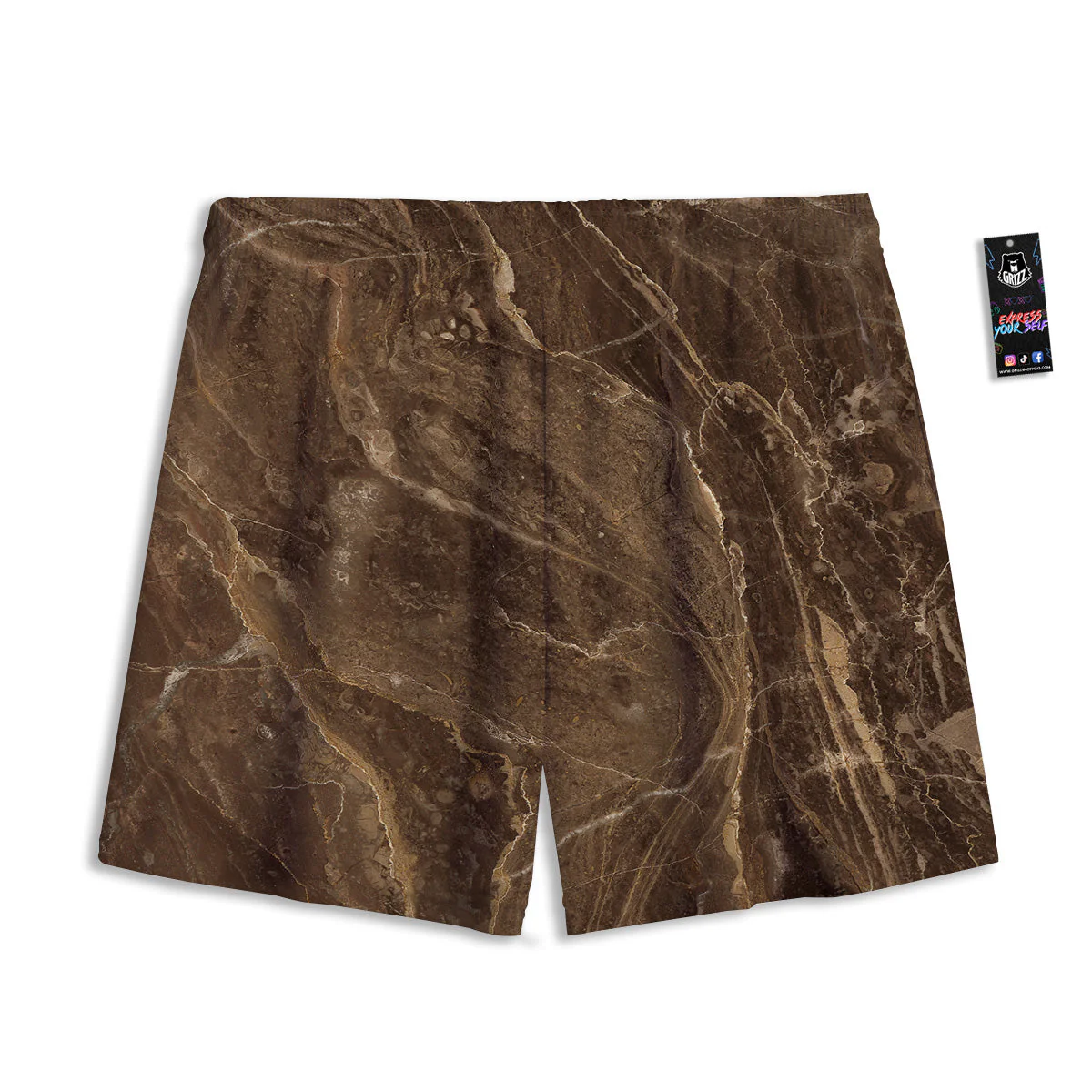 Marble Brown Print Mesh Shorts - Image 2