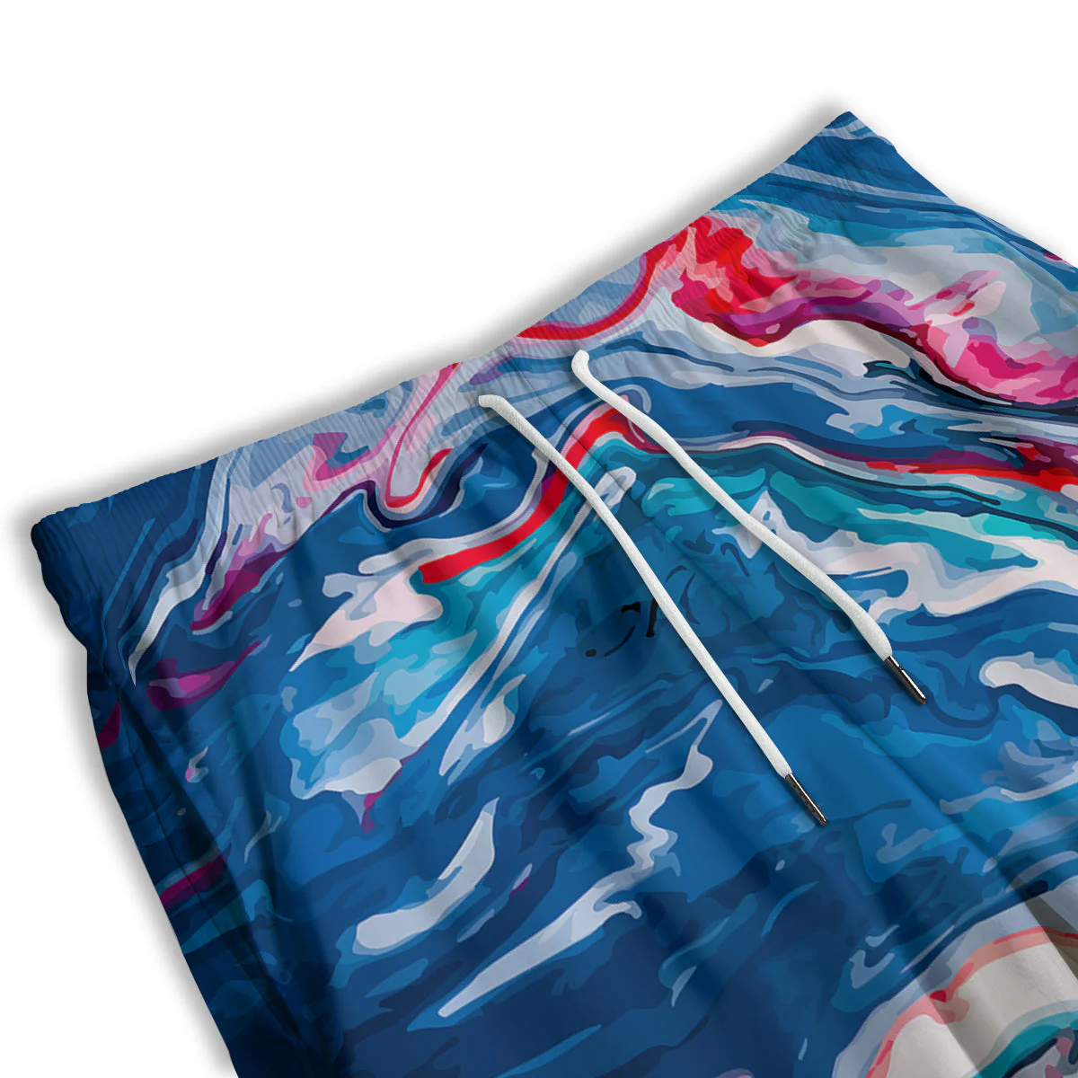 Marble Cartoon Texture Red Blue Print Men's Athletic Shorts - Image 3