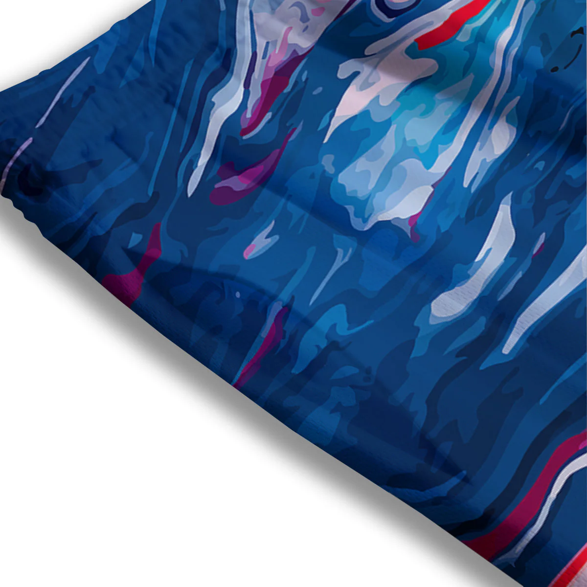 Marble Cartoon Texture Red Blue Print Mesh Shorts - Image 3