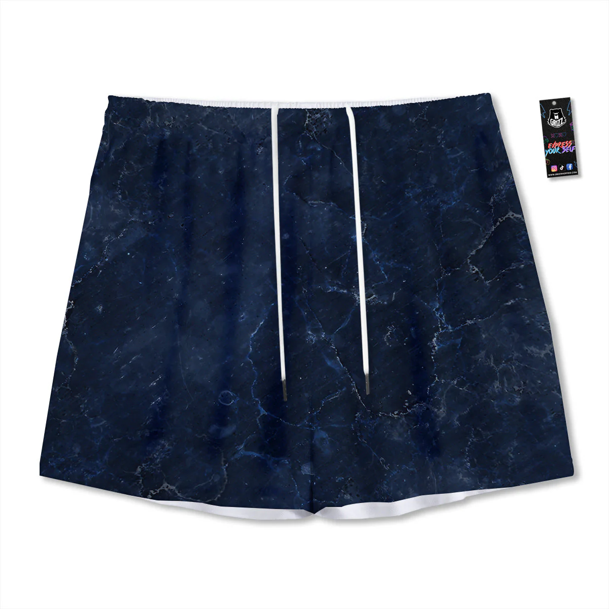 Marble Dark Blue Print Mesh Shorts