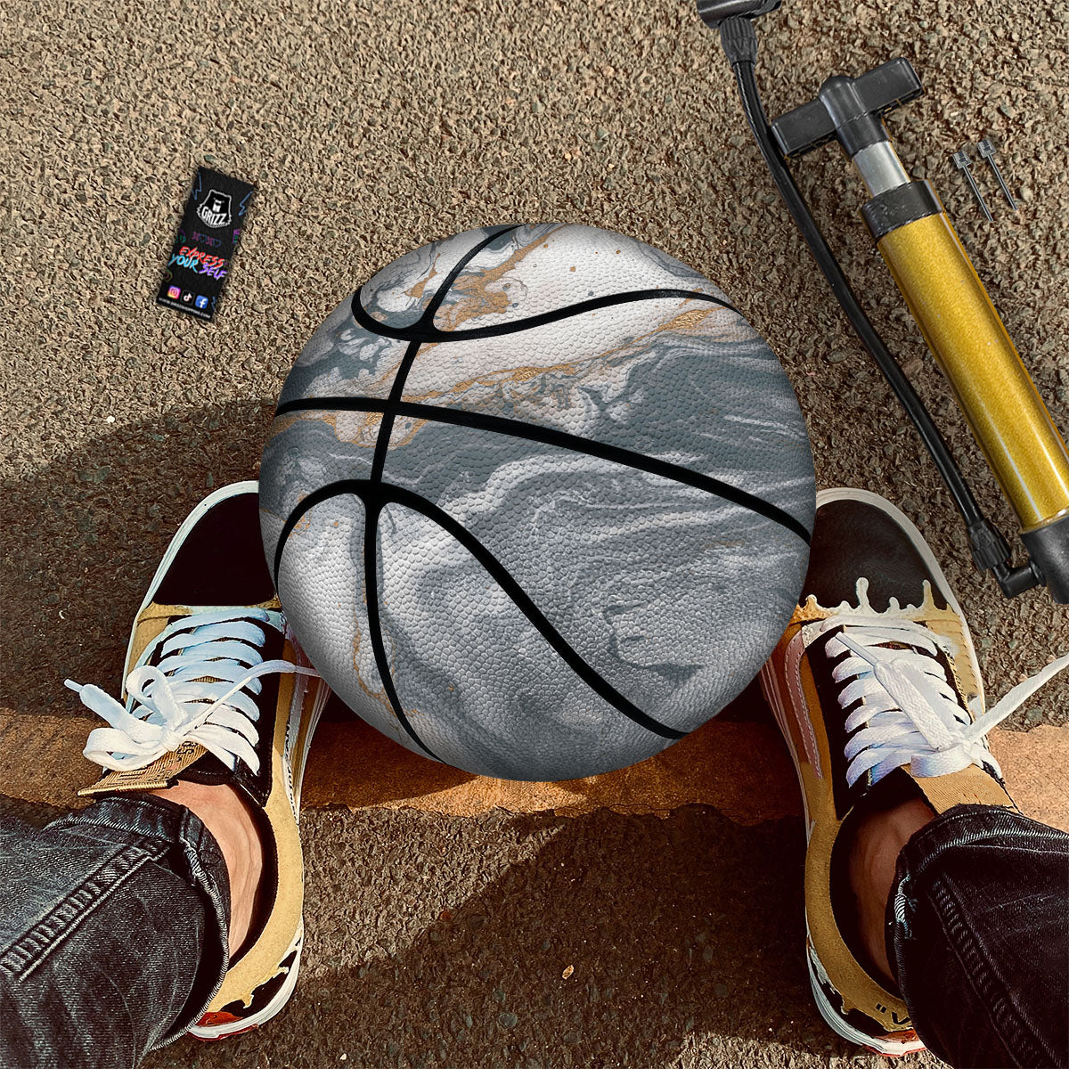 Marble Grey Bronze Print Basketball - Image 2