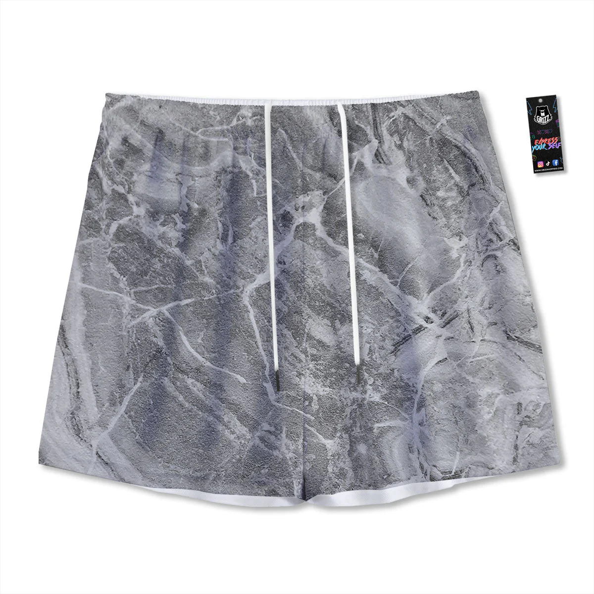 Marble Grey Print Mesh Shorts
