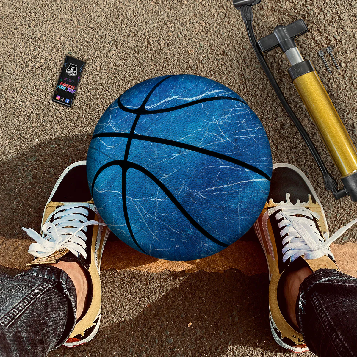 Marble Ice Blue Print Basketball - Image 2