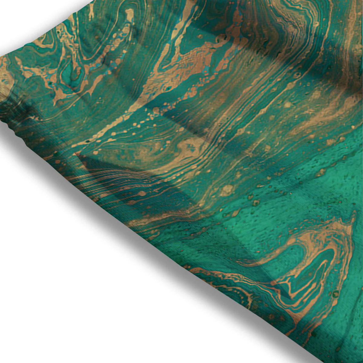 Marble Liquid Green Gold Print Mesh Shorts - Image 3
