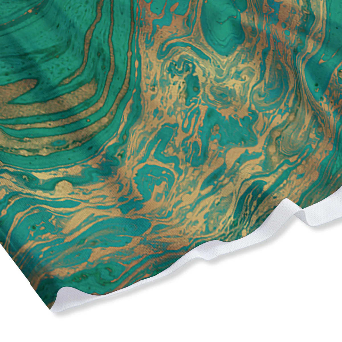 Marble Liquid Green Gold Print Mesh Shorts - Image 4