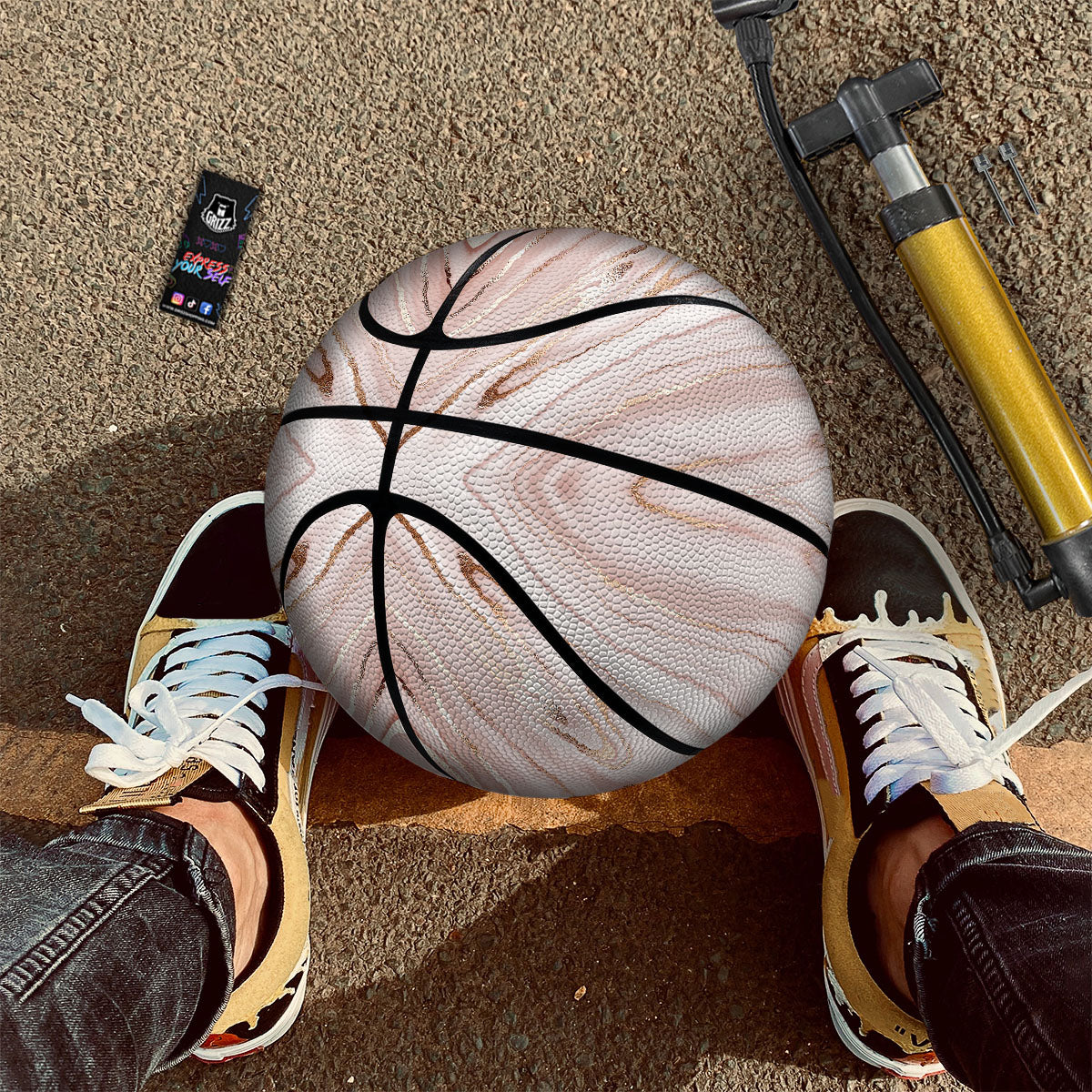 Marble Liquid Pink Gold Print Pattern Basketball - Image 2