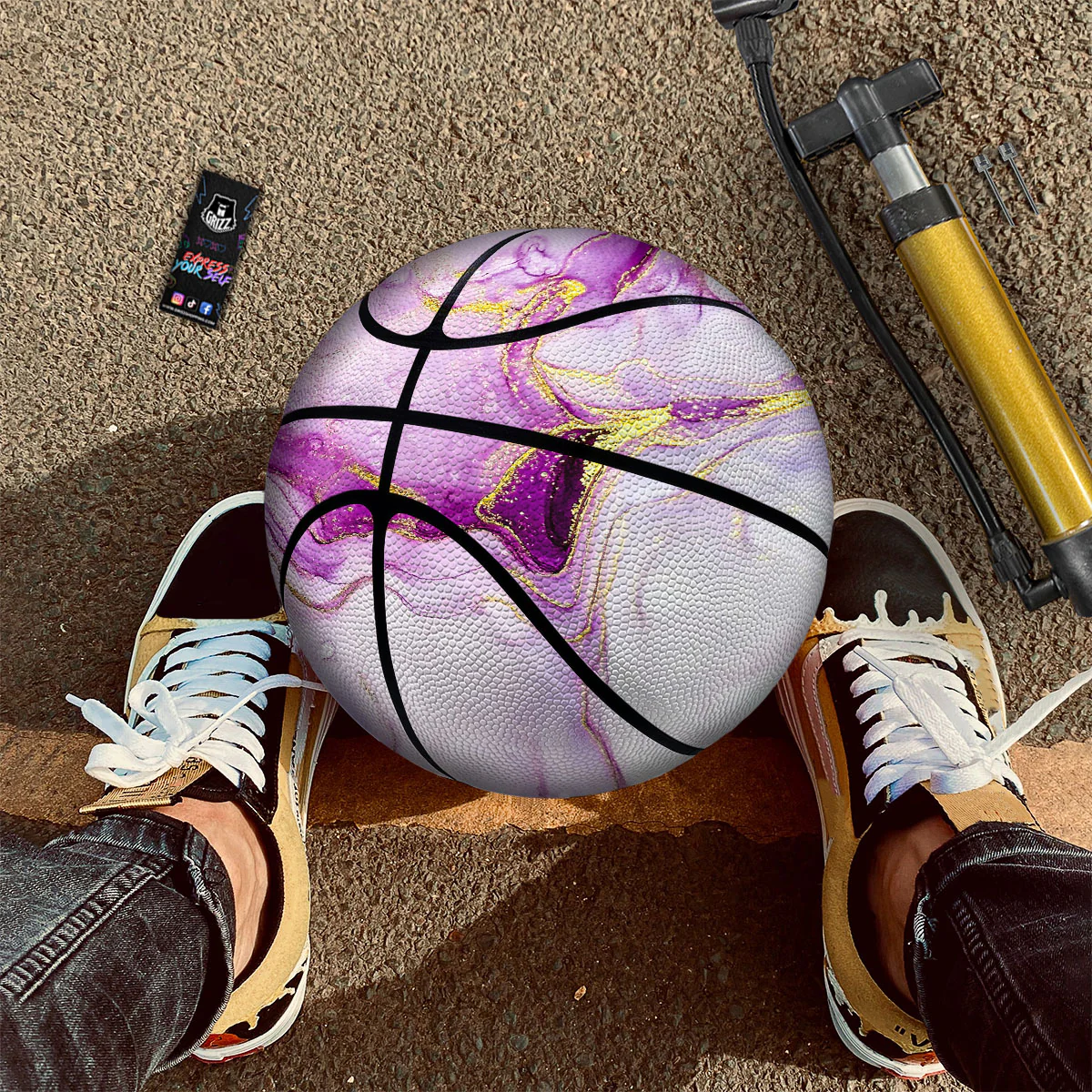 Marble Liquid Purple Print Pattern Basketball - Image 2