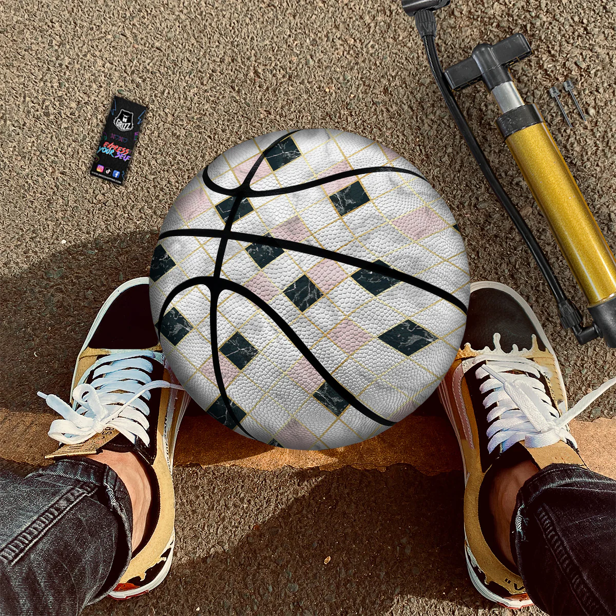 Marble Luxury Geometric Print Basketball - Image 2