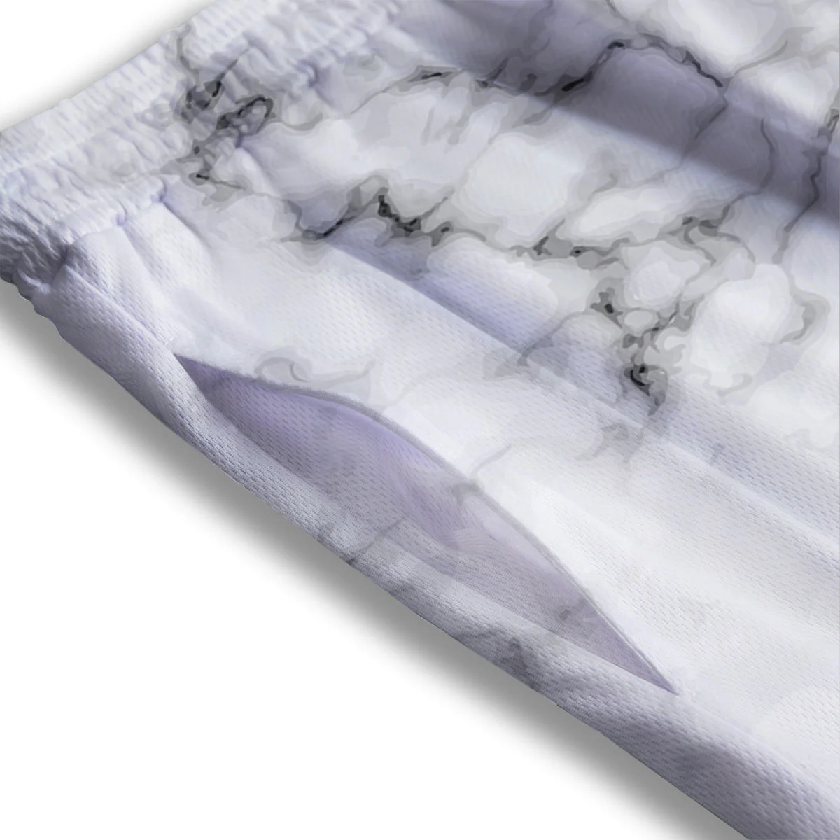 Marble Natural Black White Print Mesh Shorts - Image 3