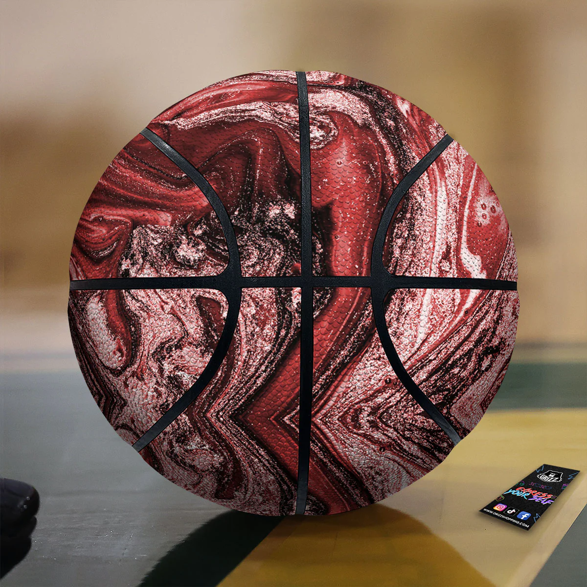 Marble Red Print Pattern Basketball