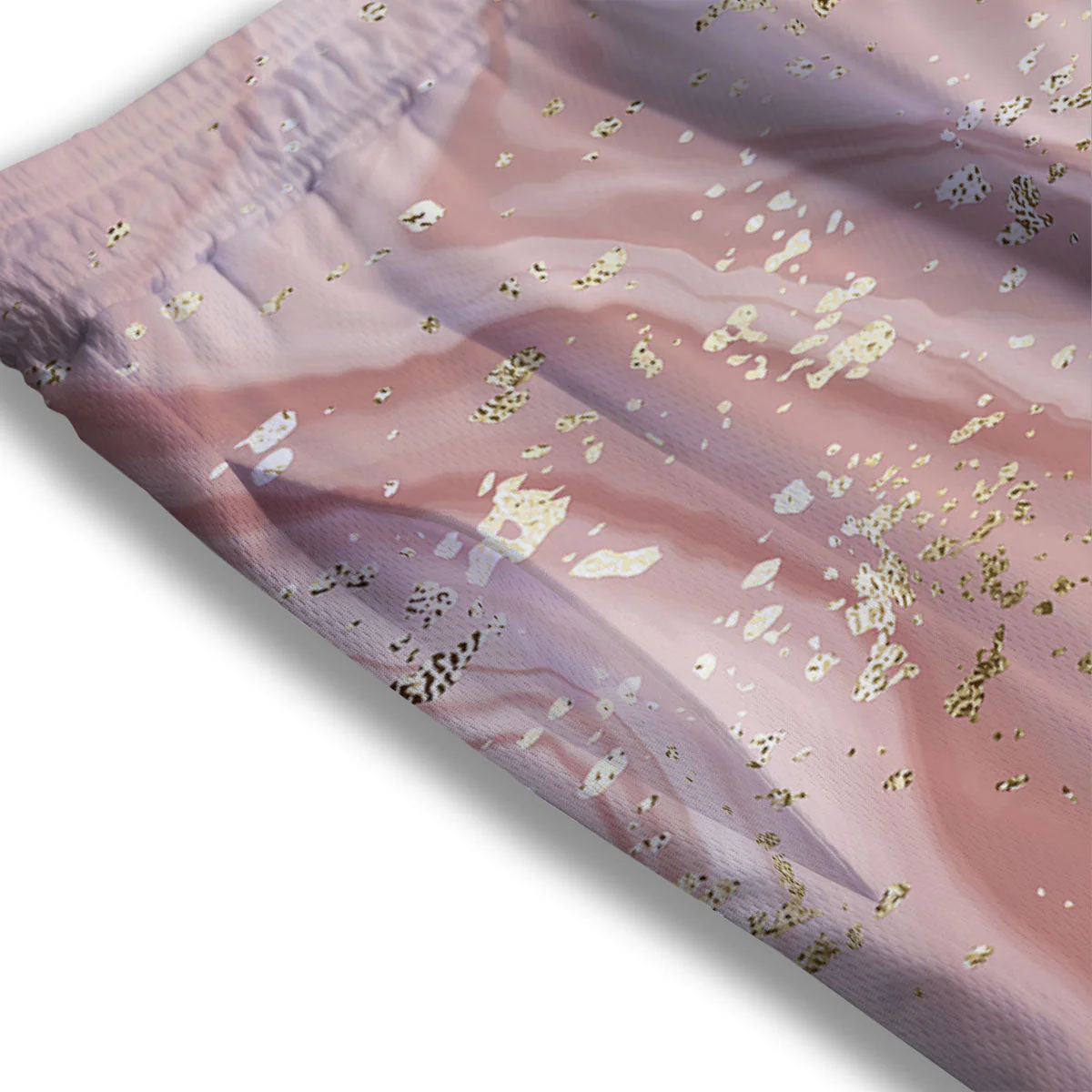 Marble Rose Pink Print Pattern Mesh Shorts - Image 3