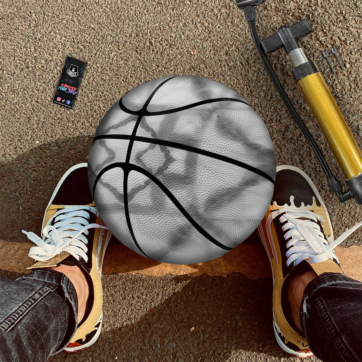 Marble Silver Grey Print Pattern Basketball - Image 2