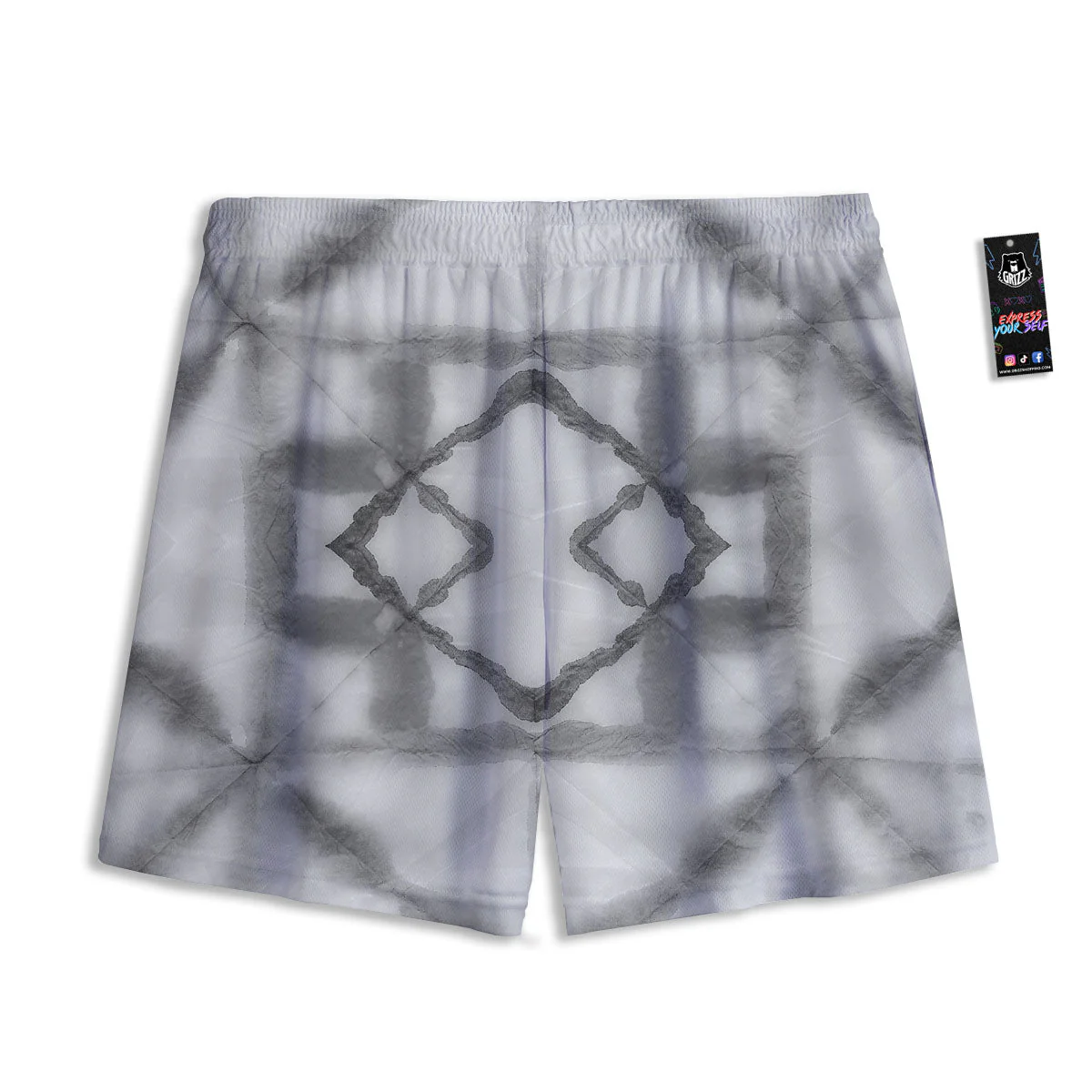 Marble Silver Grey Print Pattern Mesh Shorts - Image 2