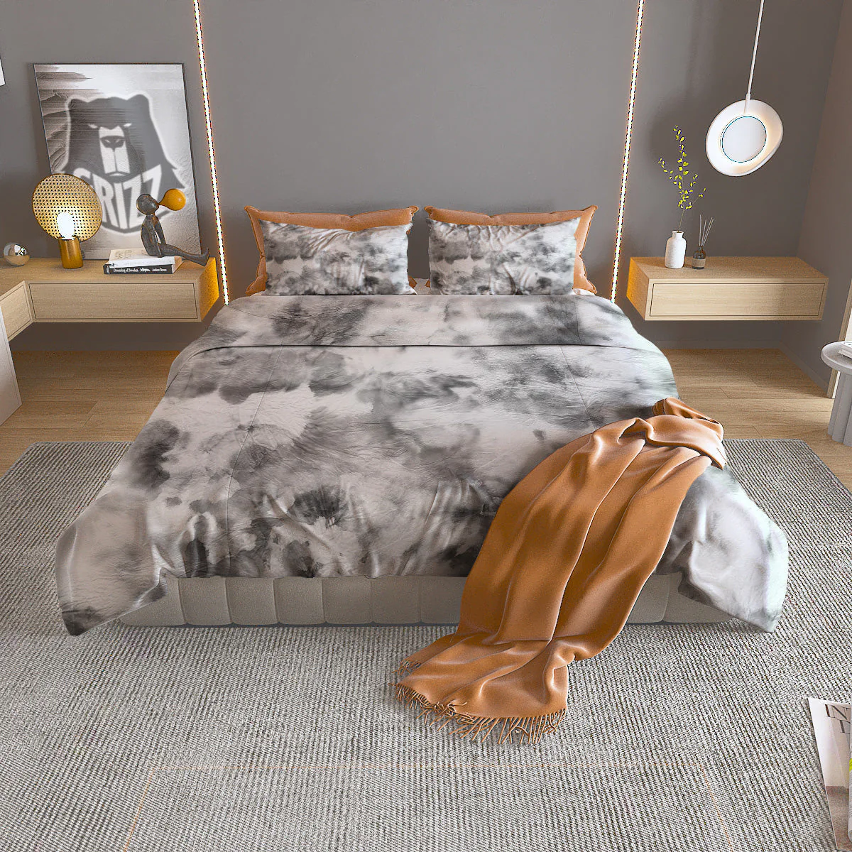 Marble Smoke Black White Print Duvet Cover Bedding Set