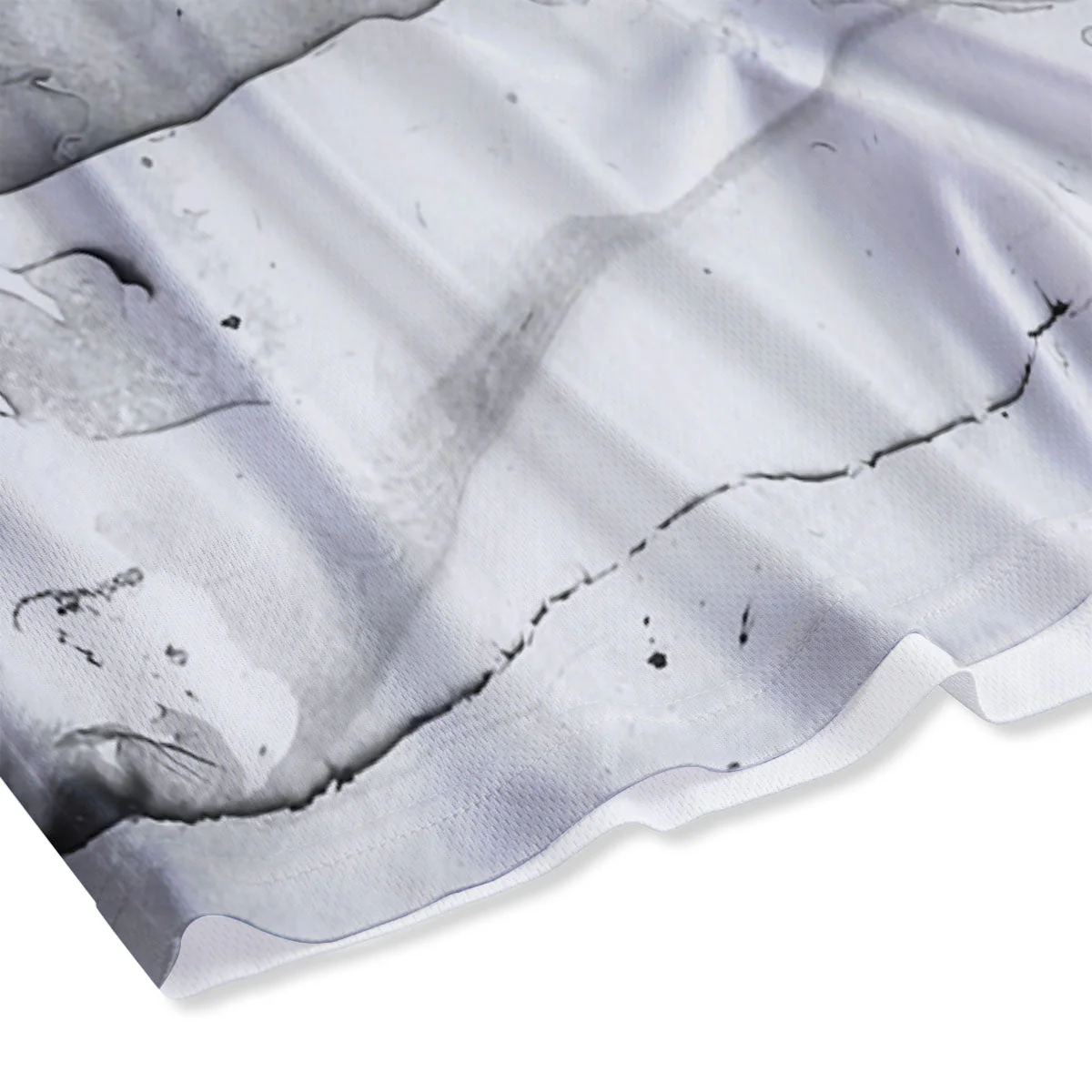 Marble White Smoke Print Mesh Shorts - Image 4