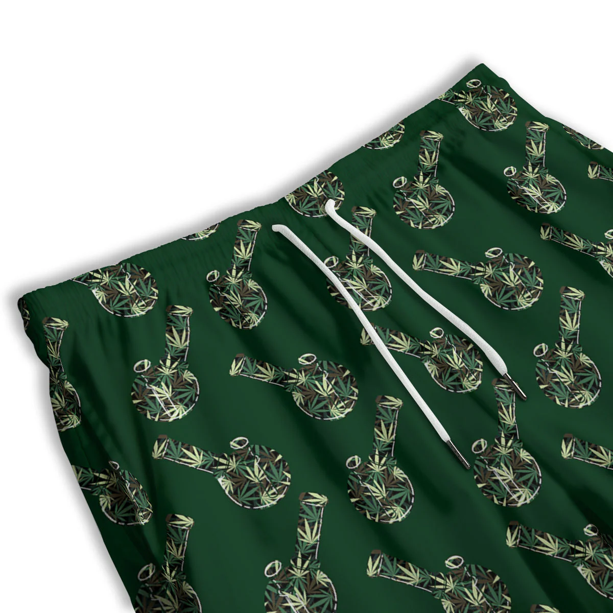 Marijuana Cannabis And Green Camo Print Pattern Men's Athletic Shorts - Image 3