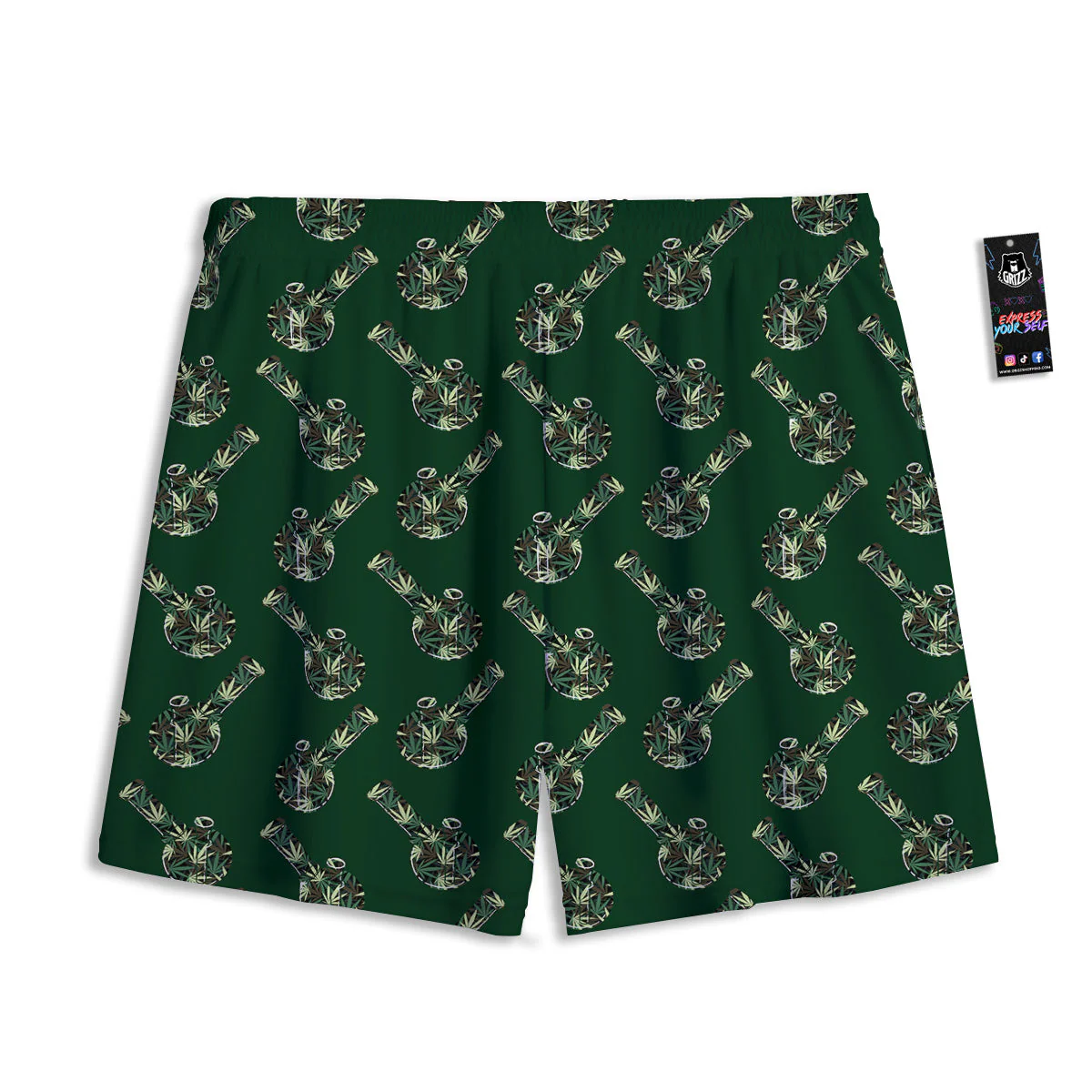 Marijuana Cannabis And Green Camo Print Pattern Mesh Shorts - Image 2
