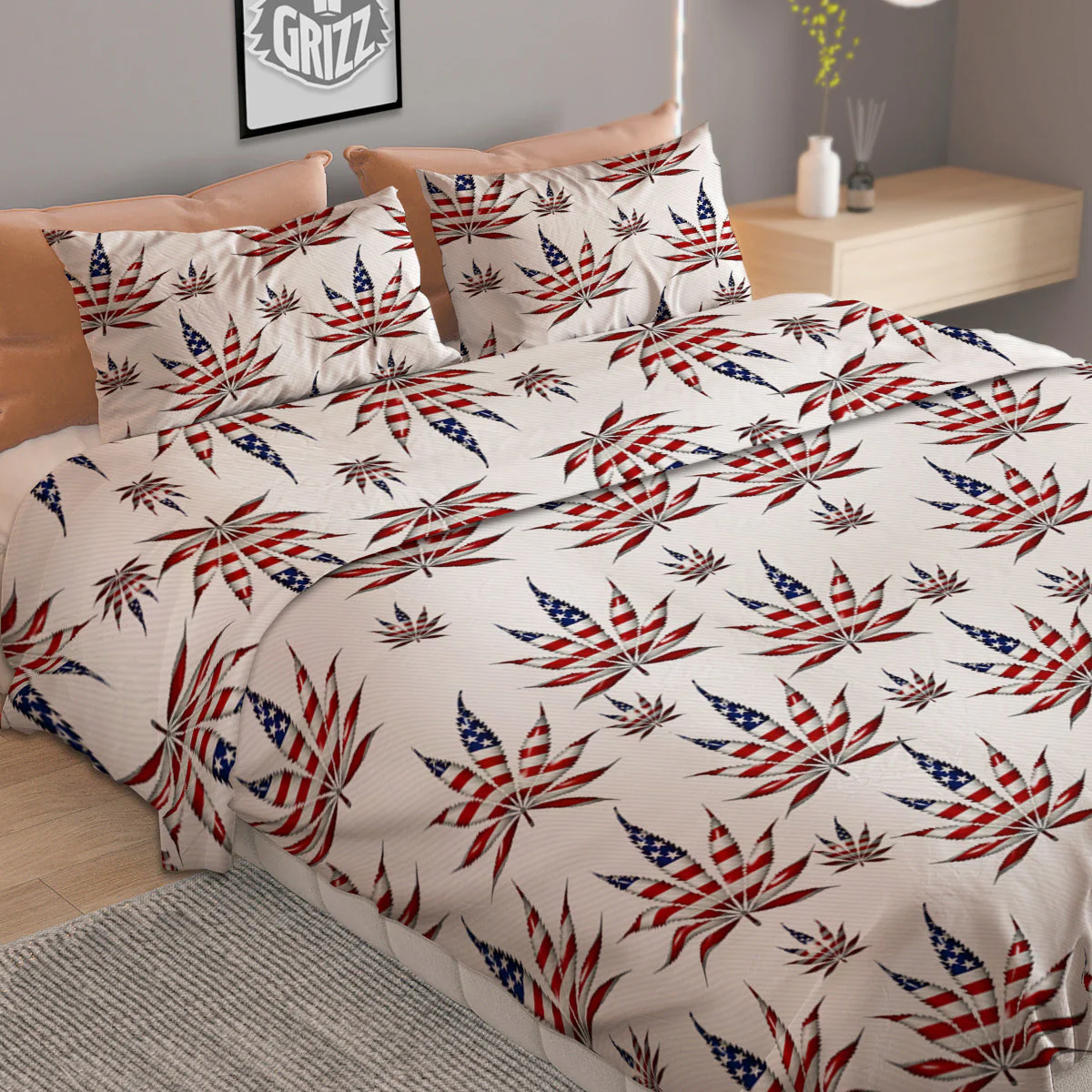 Marijuana Leaf American Print Pattern Duvet Cover Bedding Set - Image 2