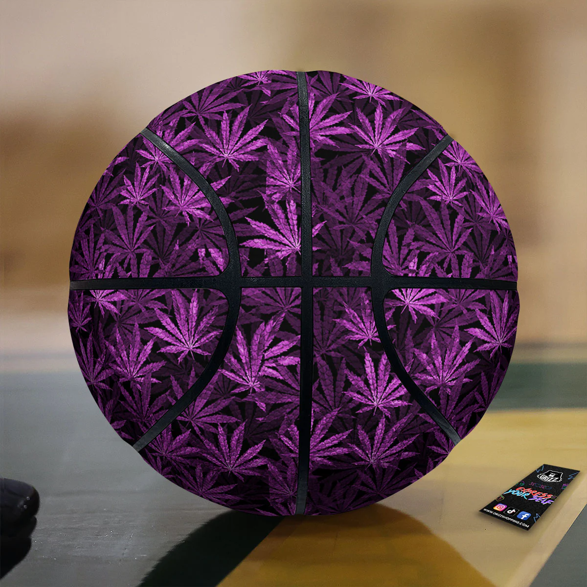 Marijuana Leaf Purple Print Pattern Basketball
