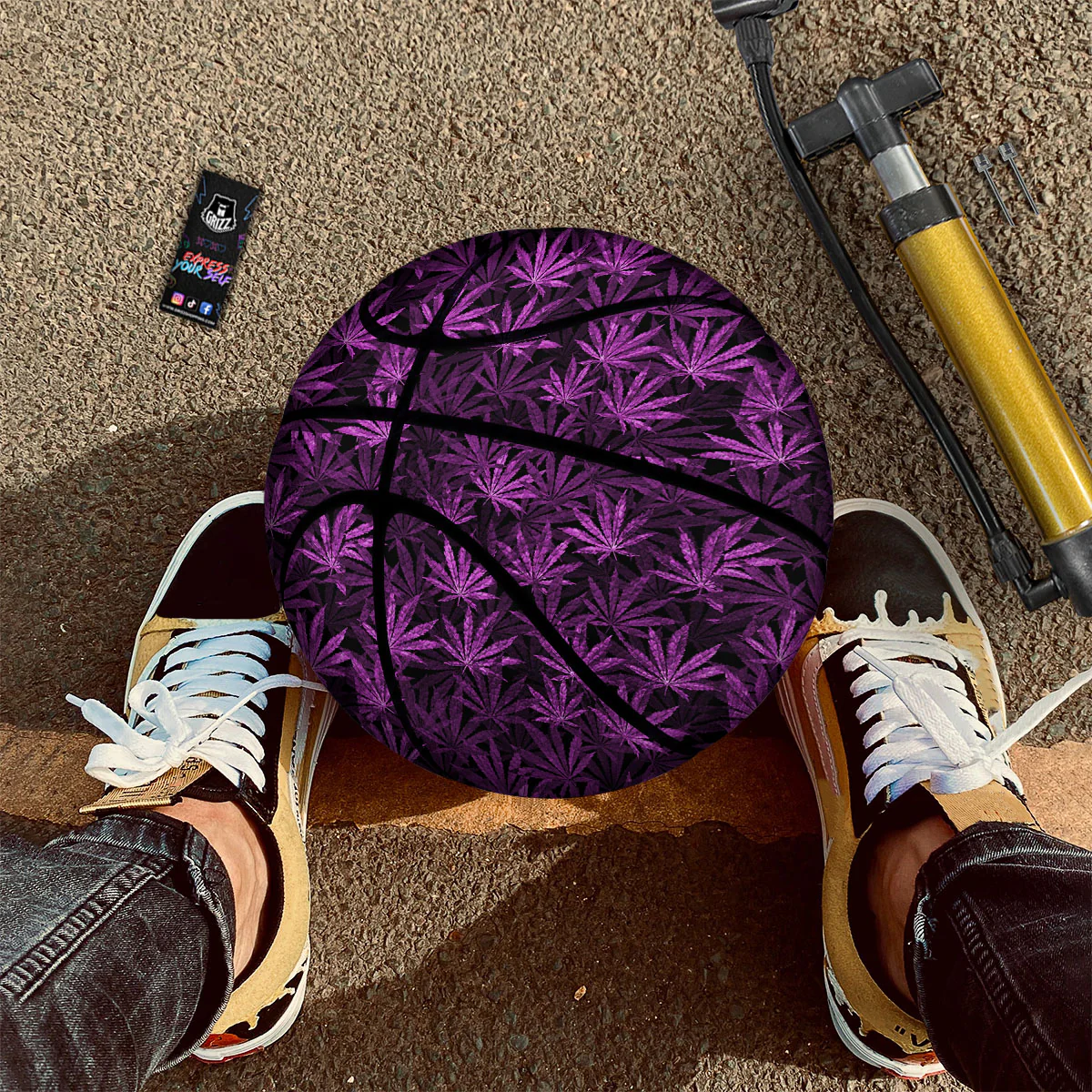 Marijuana Leaf Purple Print Pattern Basketball - Image 2