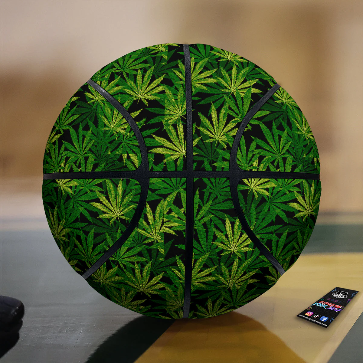 Marijuana Leaf Watercolor Print Pattern Basketball