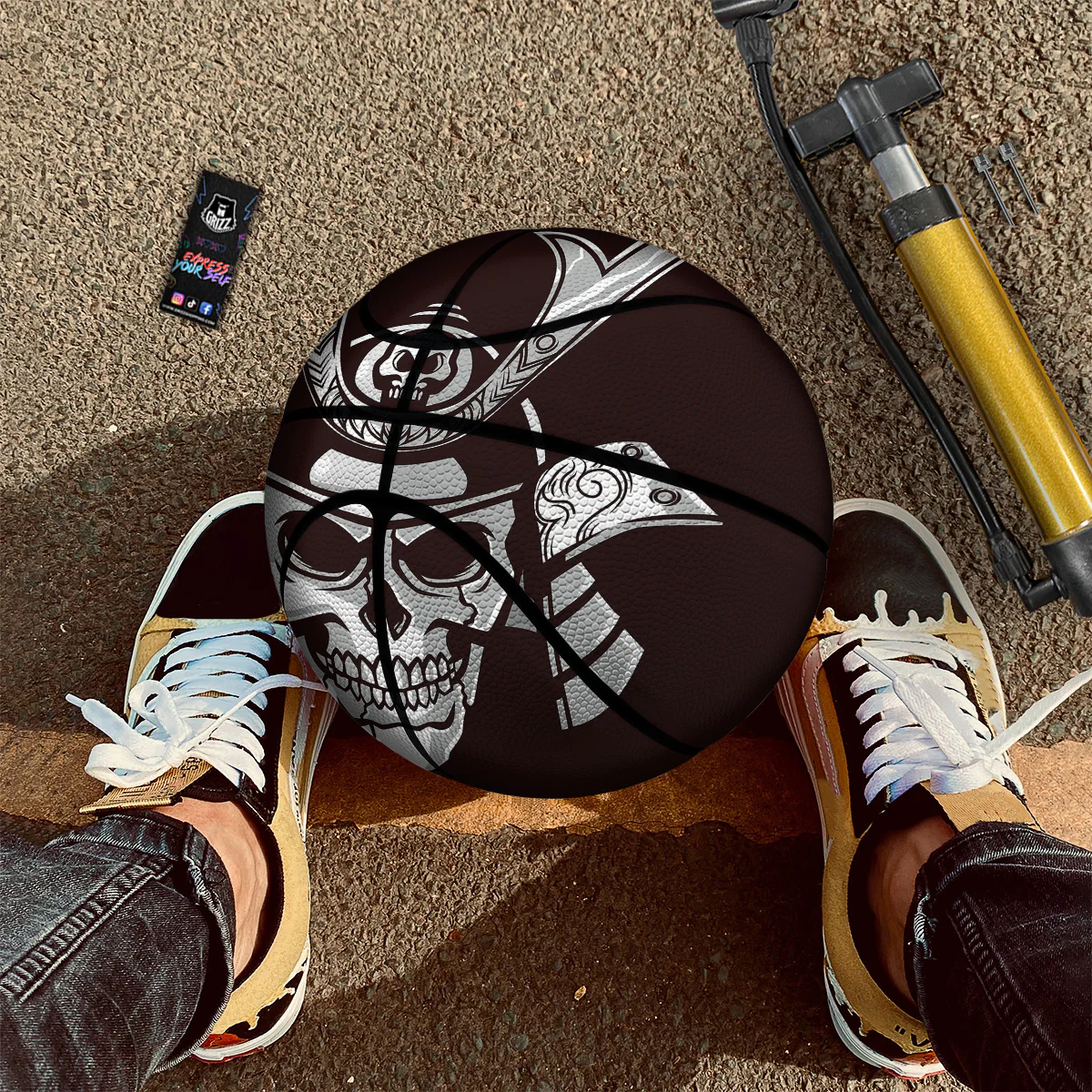 Mask Black Samurai Print Basketball - Image 2