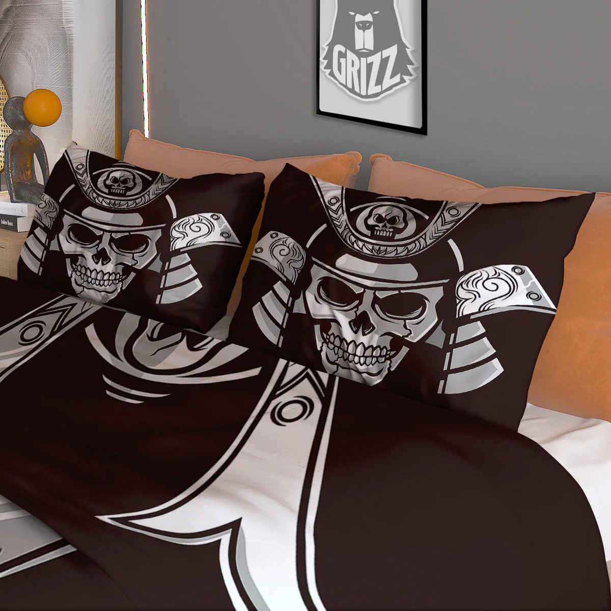 Mask Black Samurai Print Duvet Cover Bedding Set - Image 3