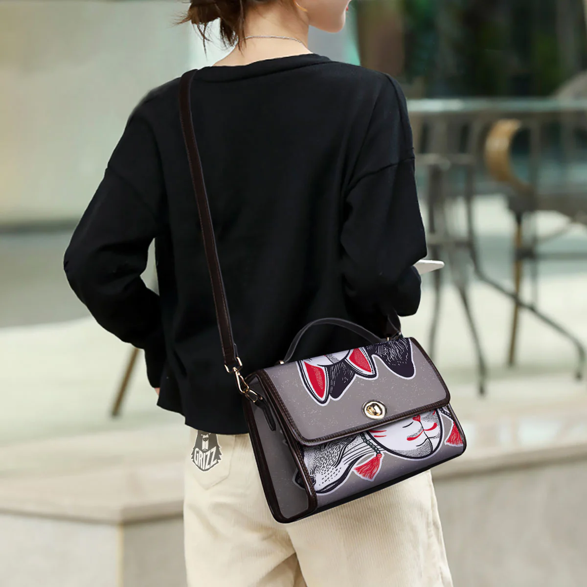 Mask Japanese Fox Print Women's Satchel Bag - Image 3