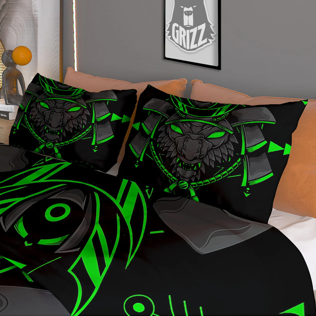 Mask Robot Samurai Print Duvet Cover Bedding Set - Image 3