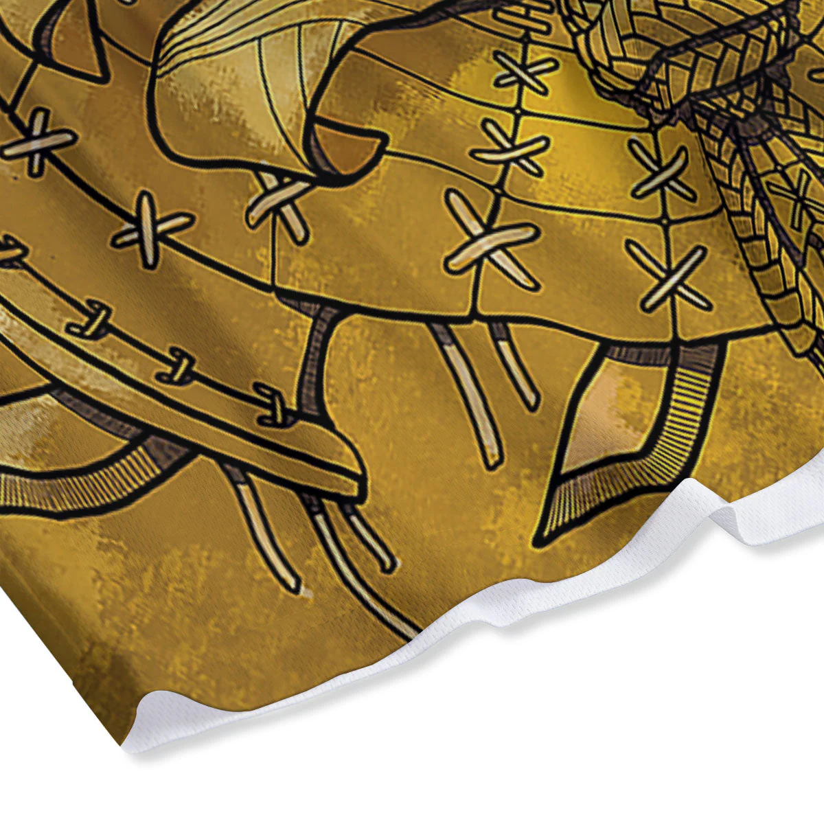 Mask Samurai Gold Print Mesh Shorts - Image 4