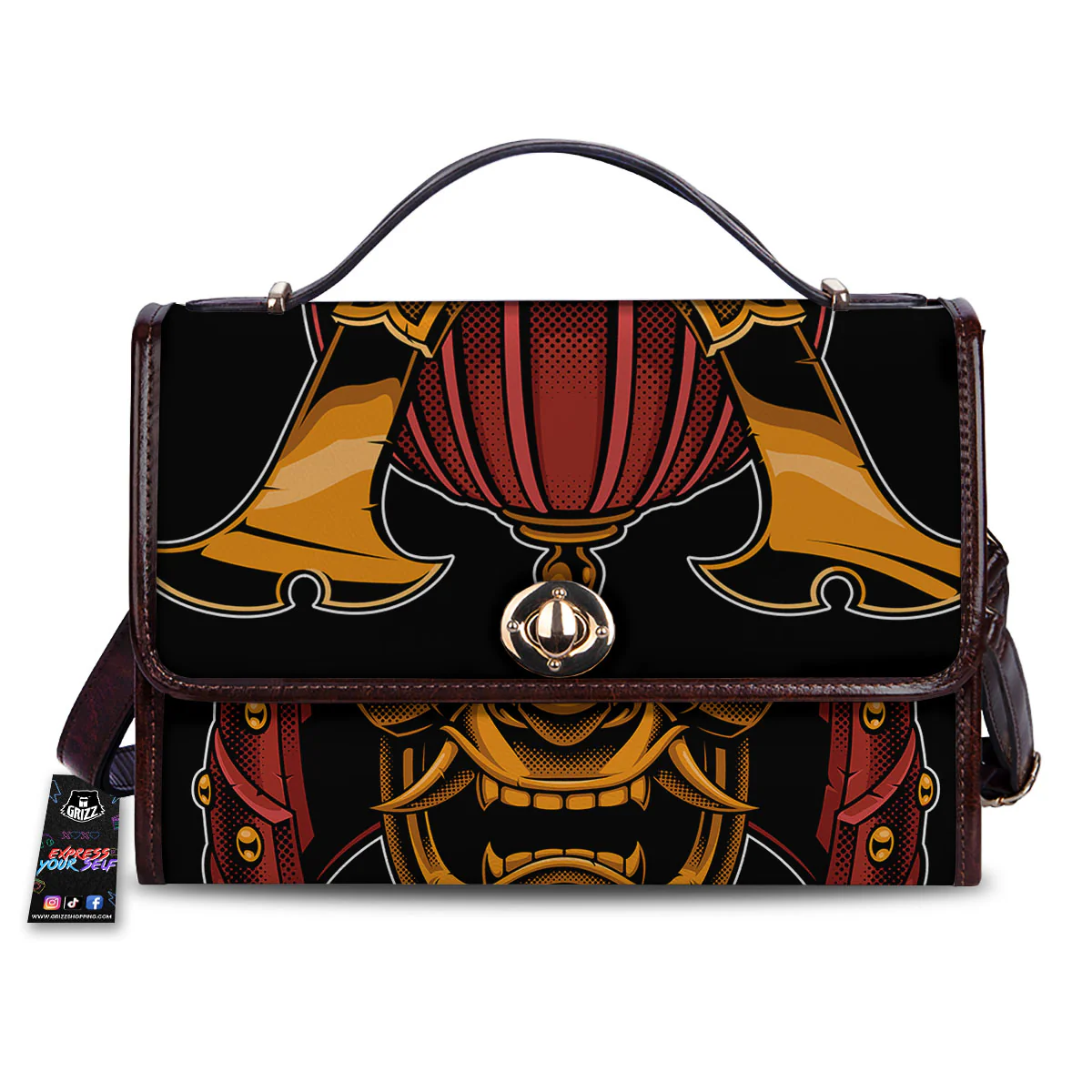 Mask Samurai Warrior Print Women's Satchel Bag
