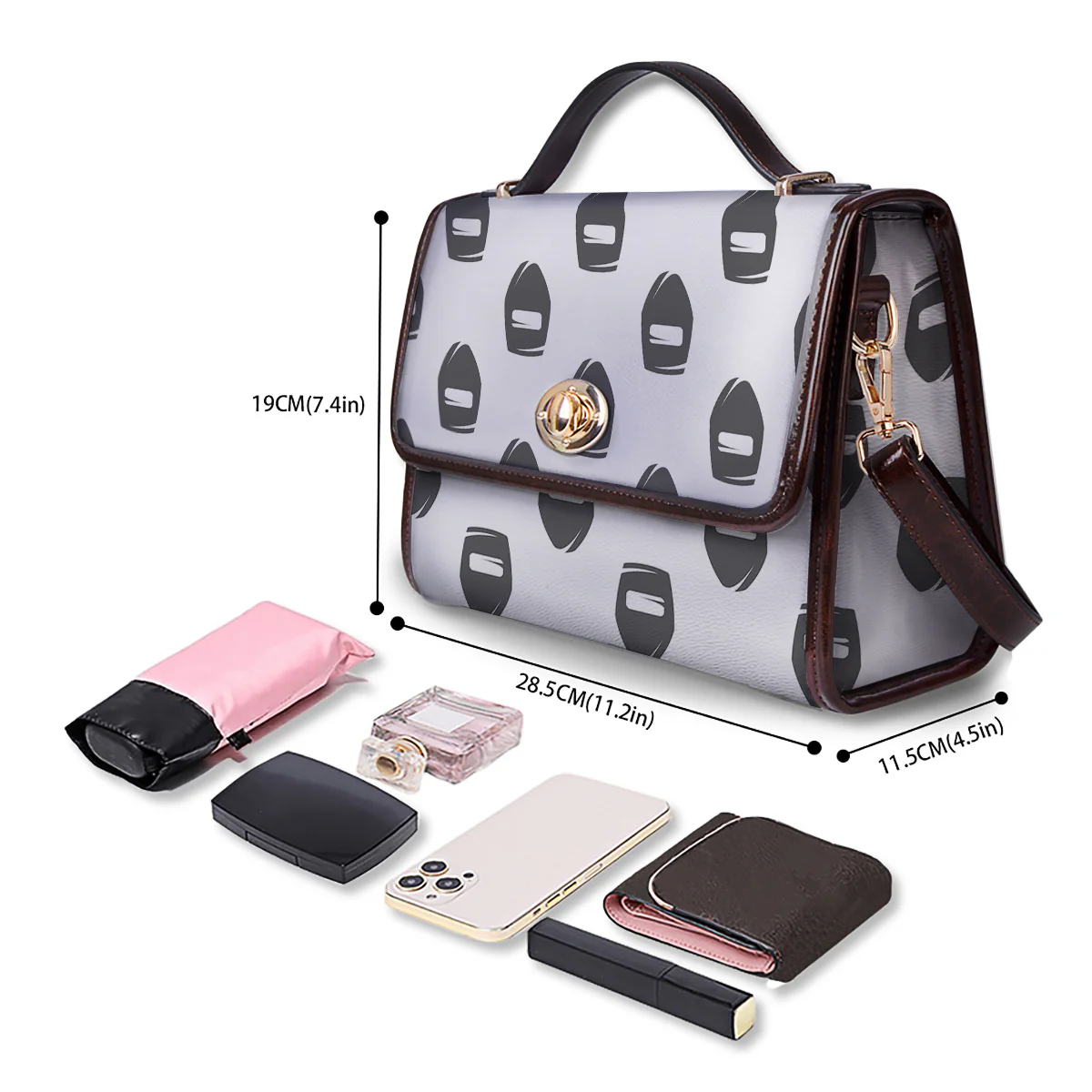 Mask Welding Print Pattern Women's Satchel Bag - Image 4
