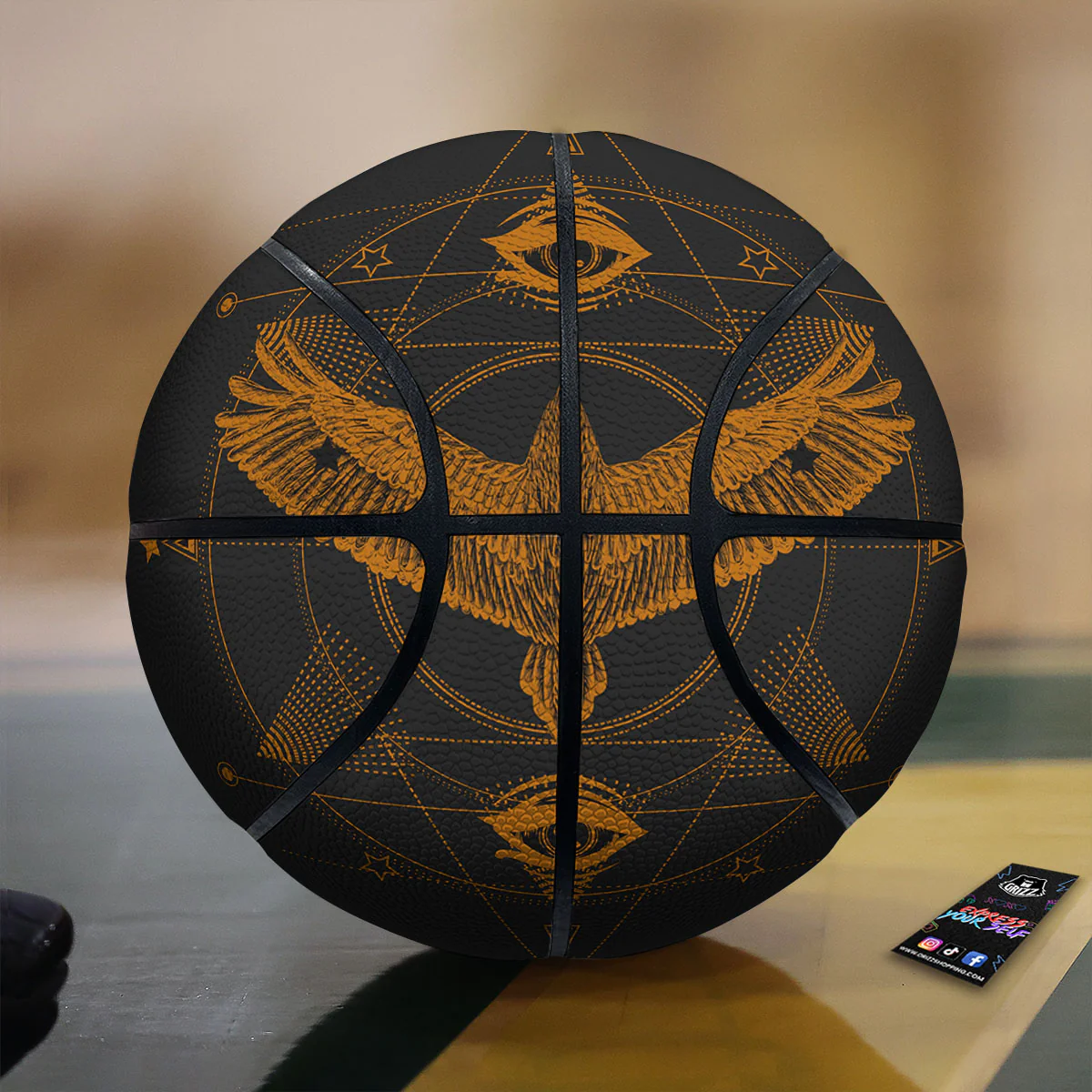 Masonic Eye Raven Print Basketball