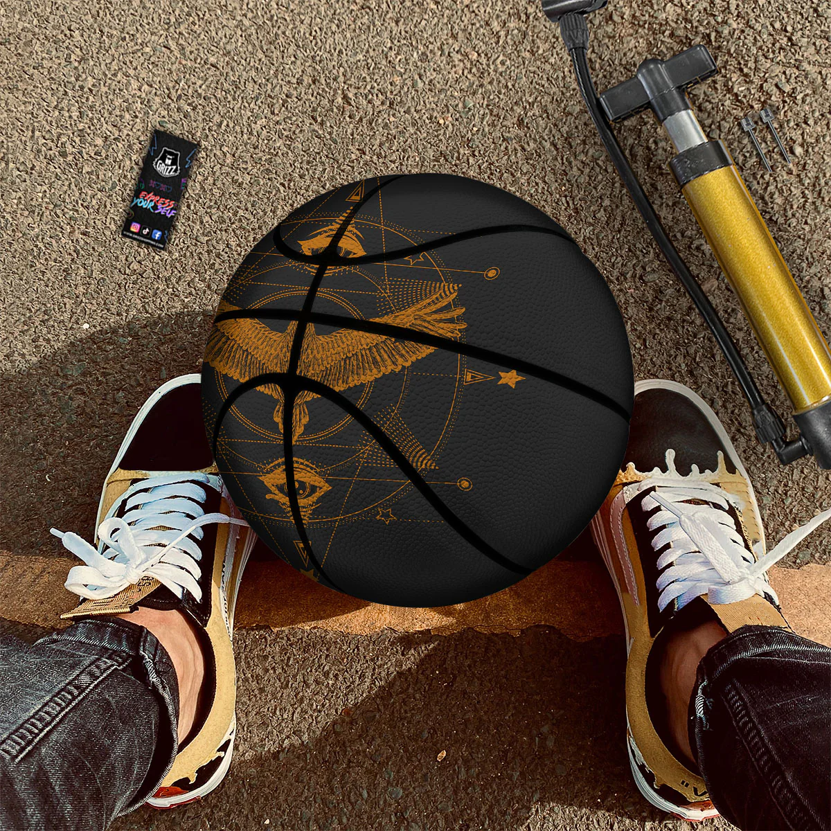 Masonic Eye Raven Print Basketball - Image 2