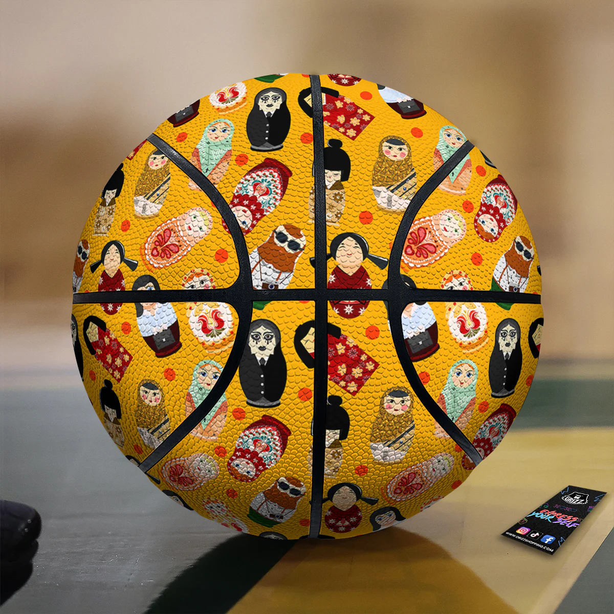 Matryoshka Doll Yellow Print Pattern Basketball