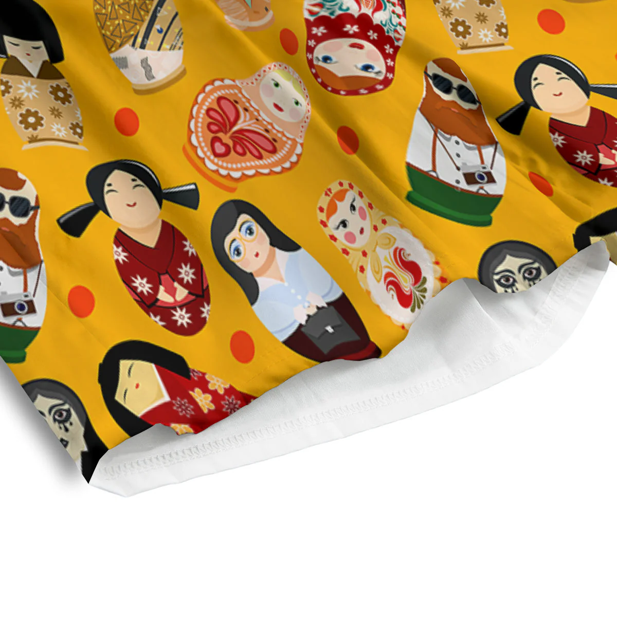 Matryoshka Doll Yellow Print Pattern Men's Athletic Shorts - Image 4