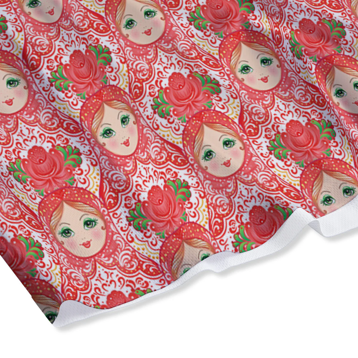 Matryoshka Traditional Pink Print Pattern Mesh Shorts - Image 4