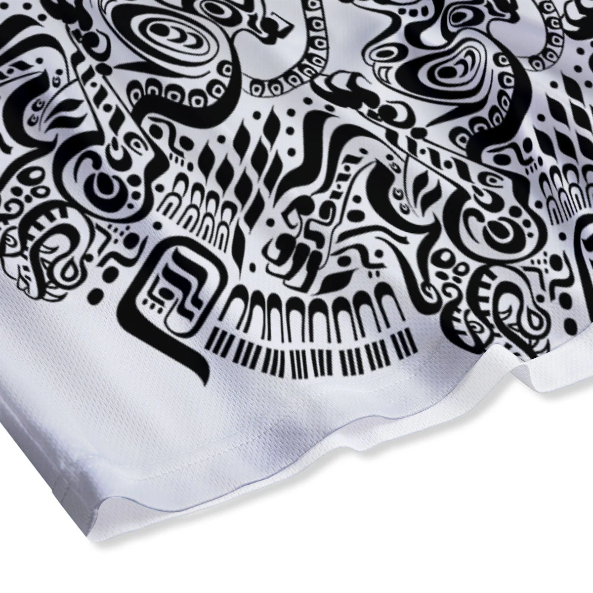 Maya Calendar White And Black Print Mesh Shorts - Image 4