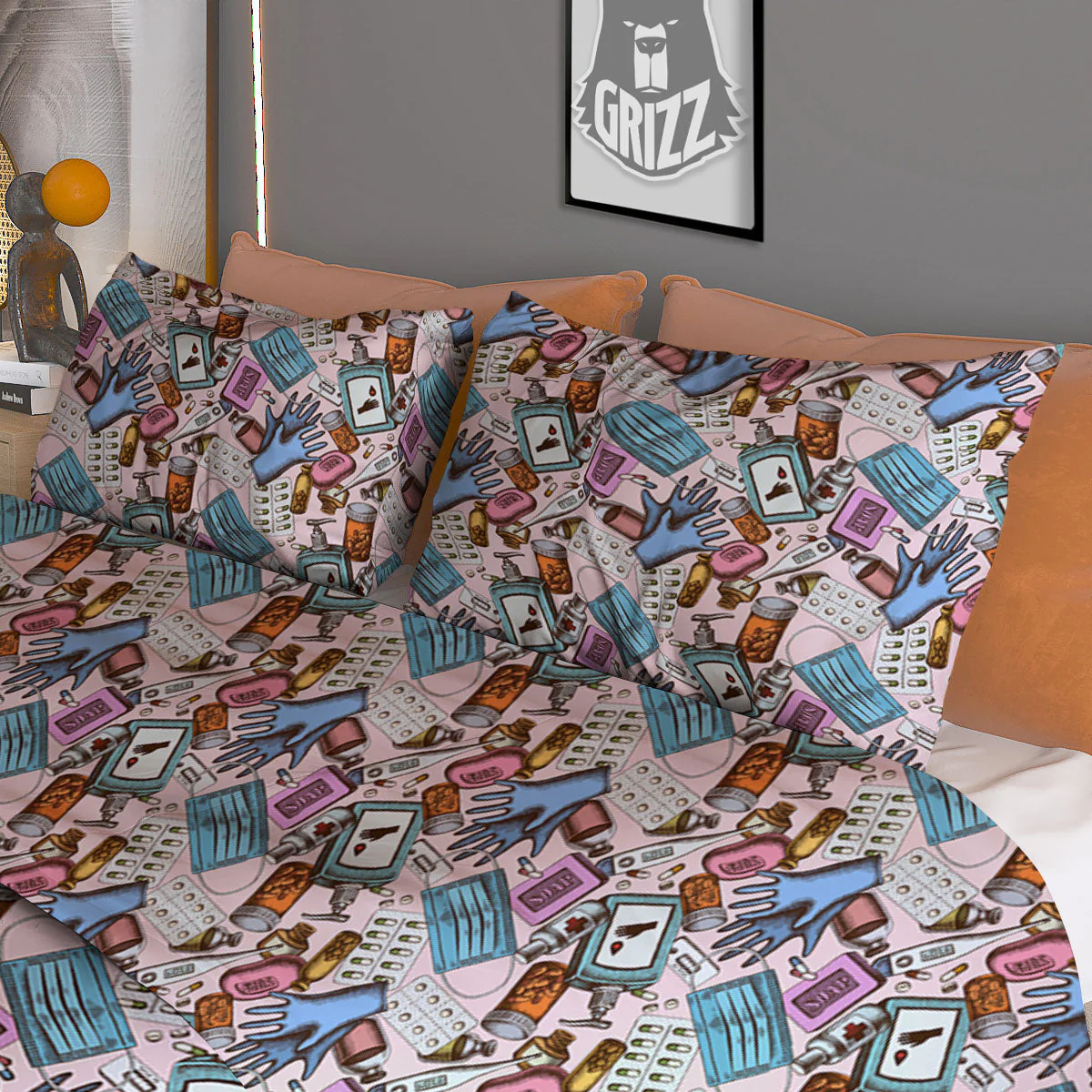 Medical Colorful Print Pattern Duvet Cover Bedding Set - Image 3