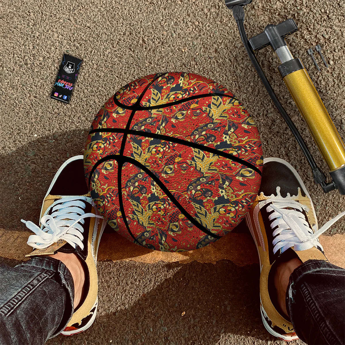 Mehndi Ethnic Doodle Print Pattern Basketball - Image 2