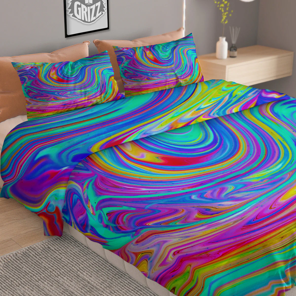 Melt Acid Colorful Print Duvet Cover Bedding Set - Image 2