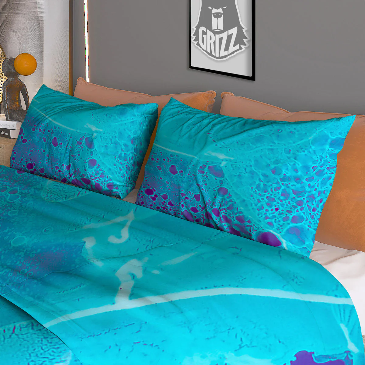 Melt Acid Turquoise Print Duvet Cover Bedding Set - Image 3