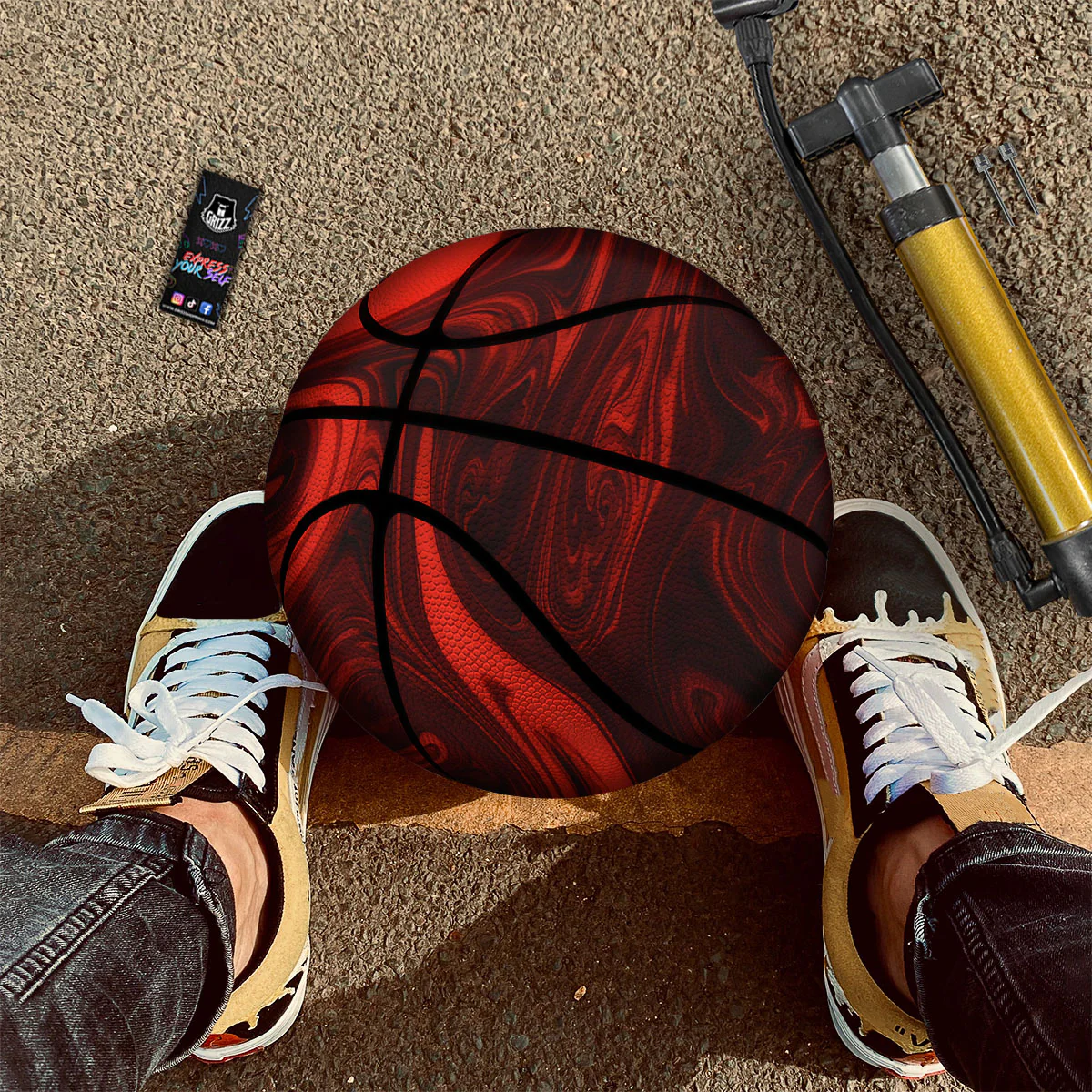 Melt Red Acid Print Basketball - Image 2