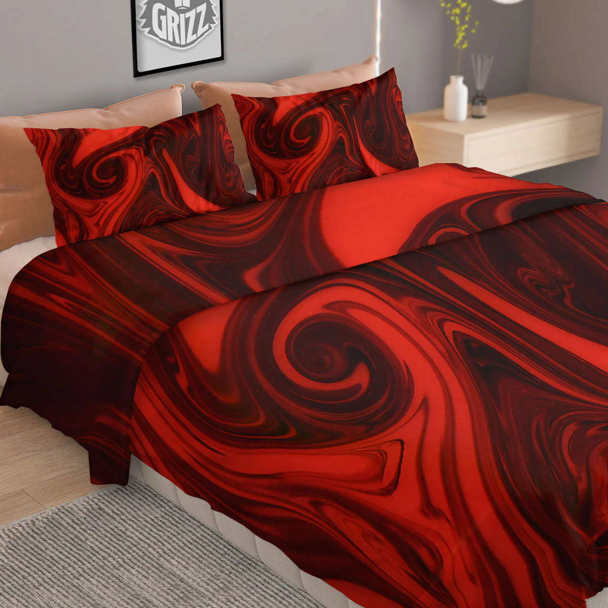 Melt Red Acid Print Duvet Cover Bedding Set - Image 2