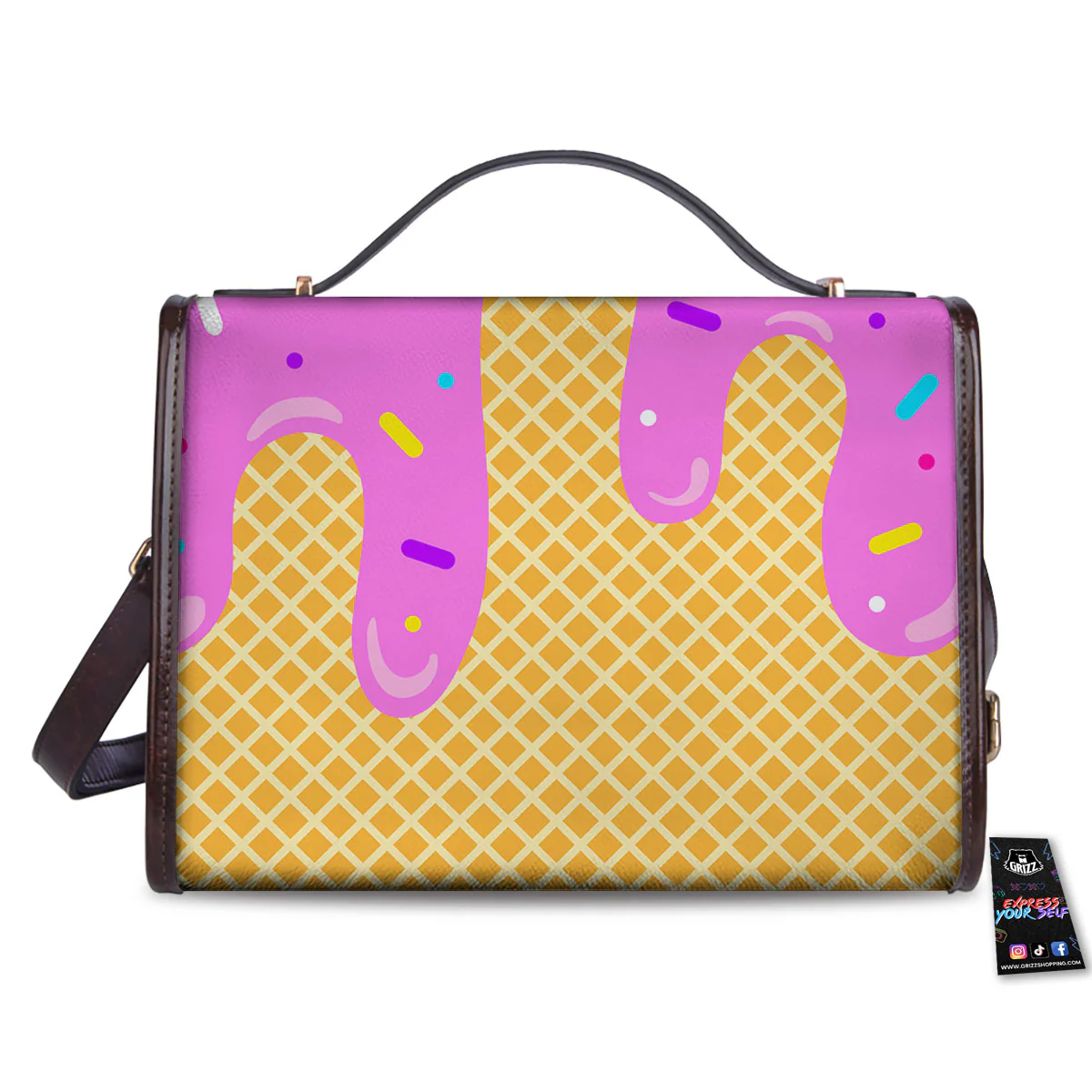 Melted Ice Cream Pink Print Women's Satchel Bag - Image 2