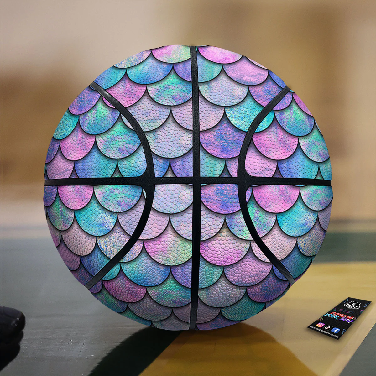 Mermaid Scales Pink And Teal Print Pattern Basketball