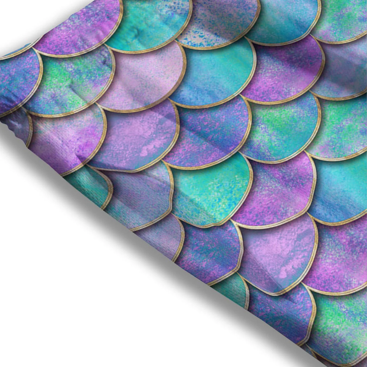Mermaid Scales Teal Purple Print Pattern Mesh Shorts - Image 3