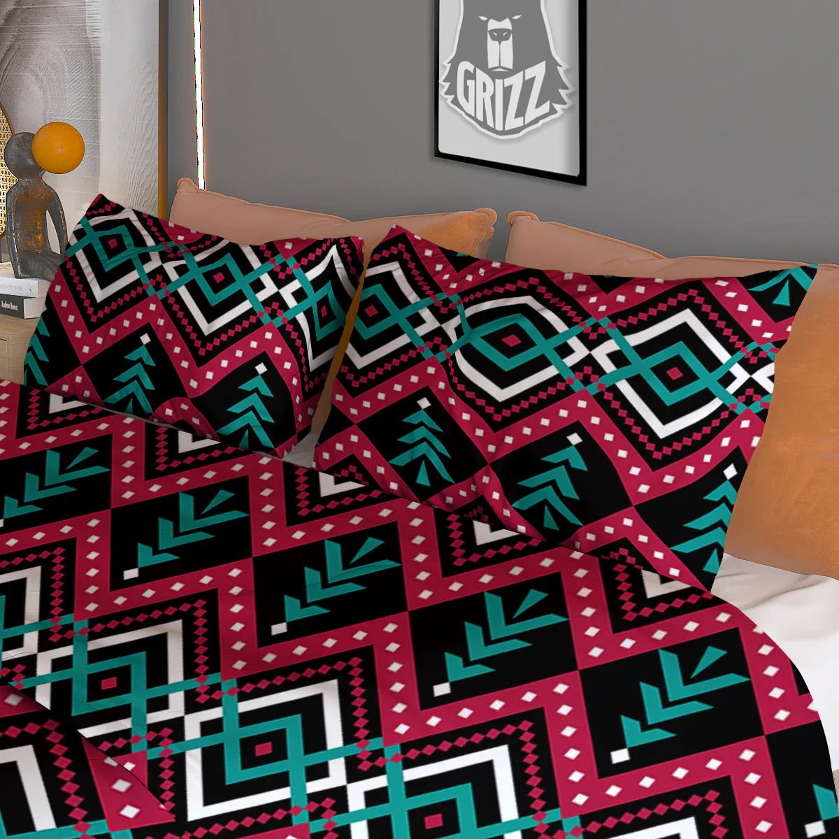 Merry Christmas Zigzag Print Pattern Duvet Cover Bedding Set - Image 3